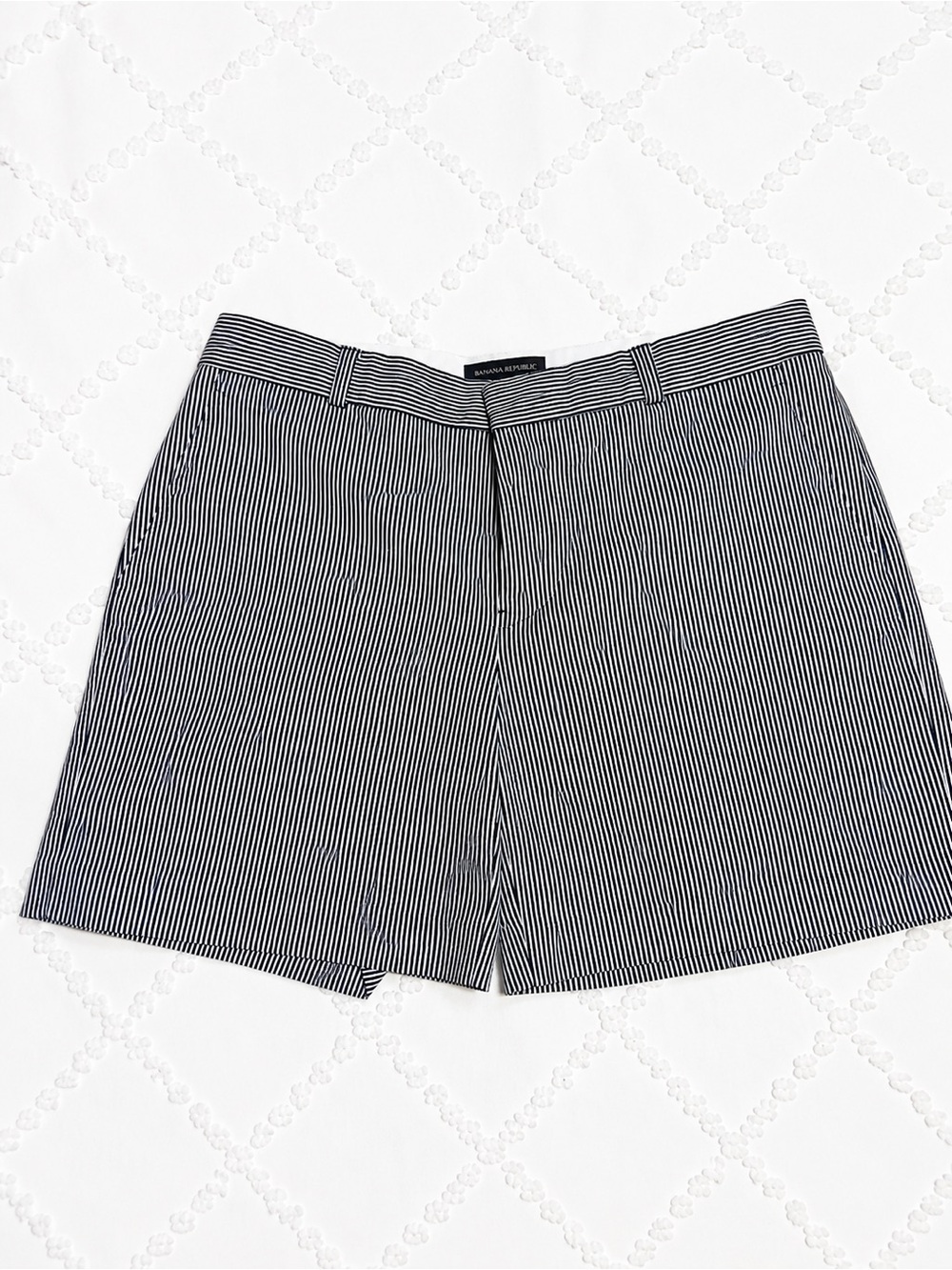Banana Republic Black & White Pinstripe Bermuda Shorts